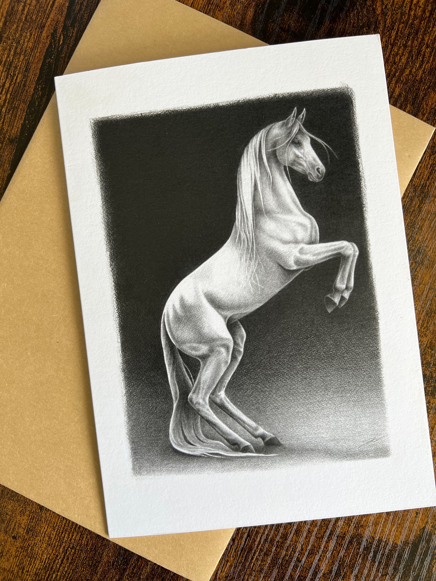 Rearing Horse Pencil Drawing - Art Card