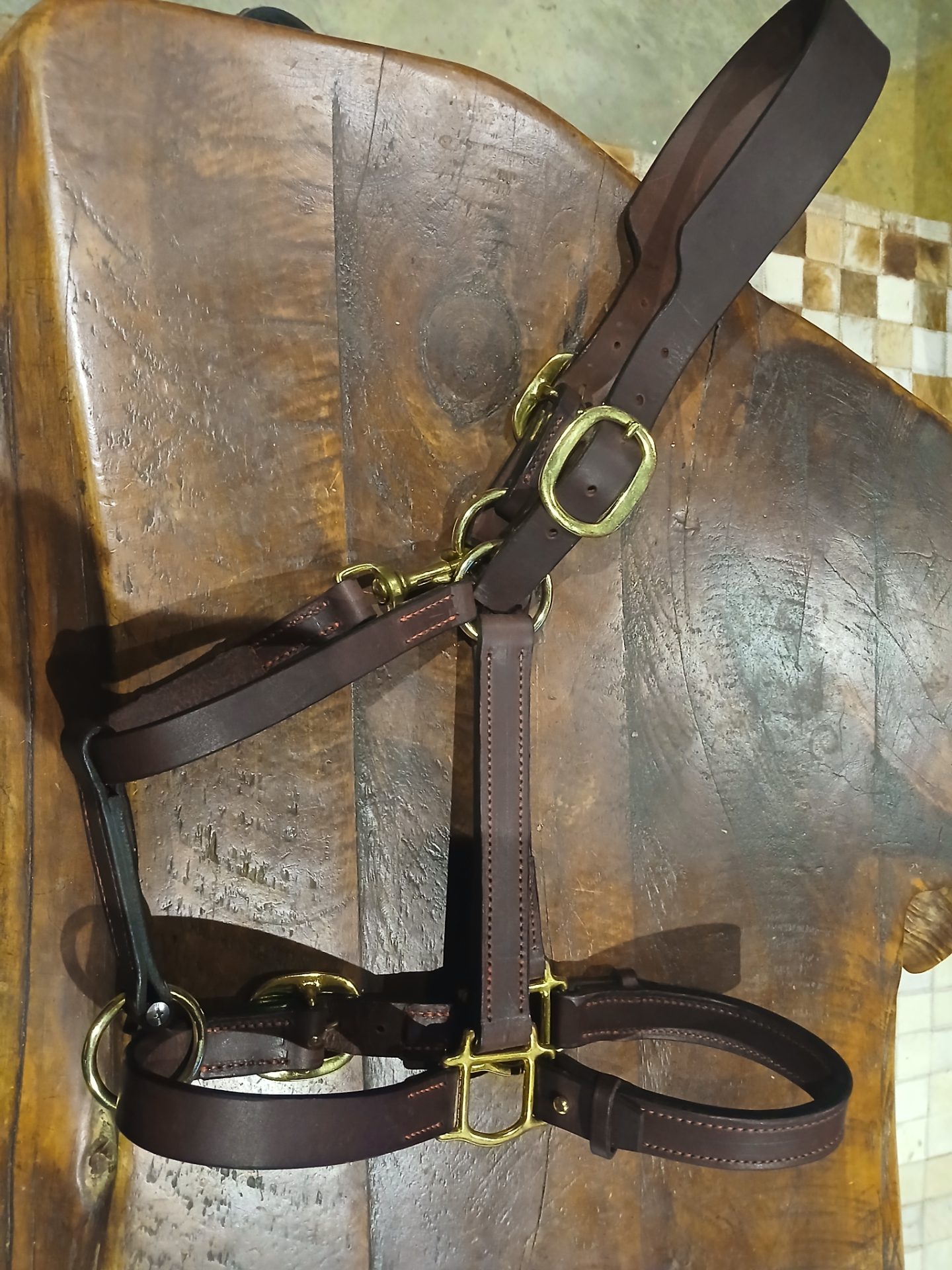 Hand stitched leather halters