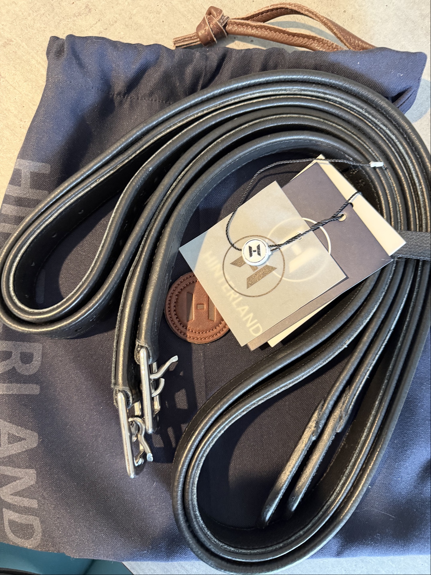Hinterland black leathers 145cm
