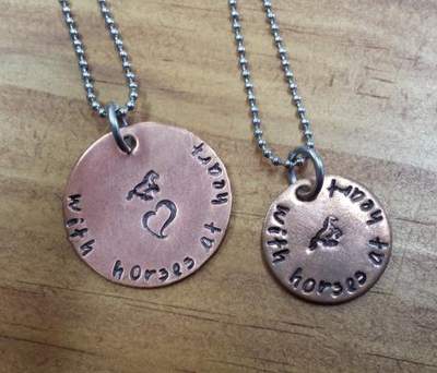 Copper 'With Horses At Heart" Pendant Necklace - made in NZ