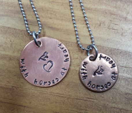 Copper 'With Horses At Heart" Pendant Necklace - made in NZ