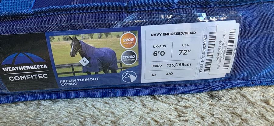 Weatherbeeta Comfitec Prelim Turnout - Navy Combo 220gm - 4ft9 - Brand New