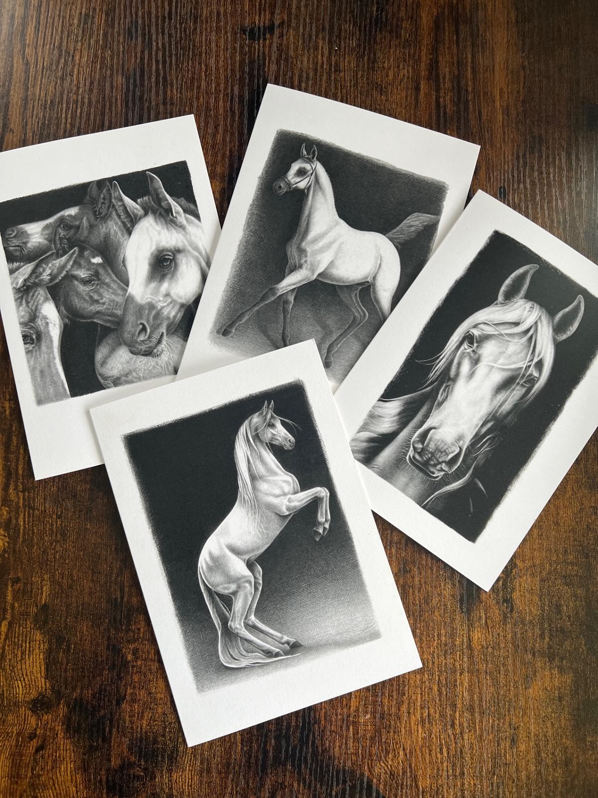 Horse Art Card Series of 4