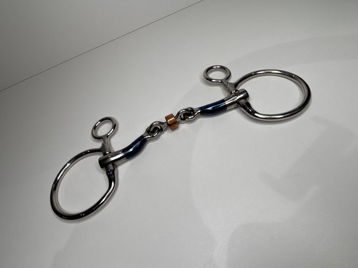 Baucher hanging cheek Snaffle bit sweet iron copper tongue relief roller double jointed 5"