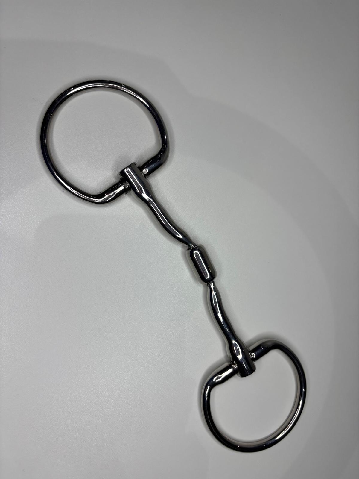 Eggbutt anatomical snaffle barrel roller double jointed 5” low port tongue relief curved bit 5.5"