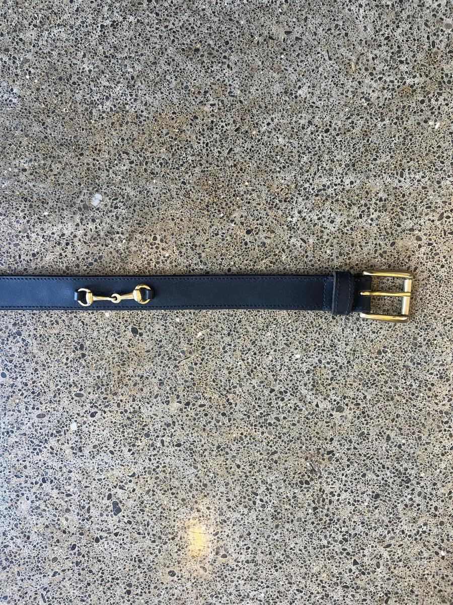 Black leather show belt